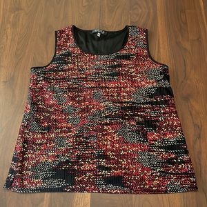 Kasper Black, Red & Gold Knit Sleeveless Top.  Size XL.